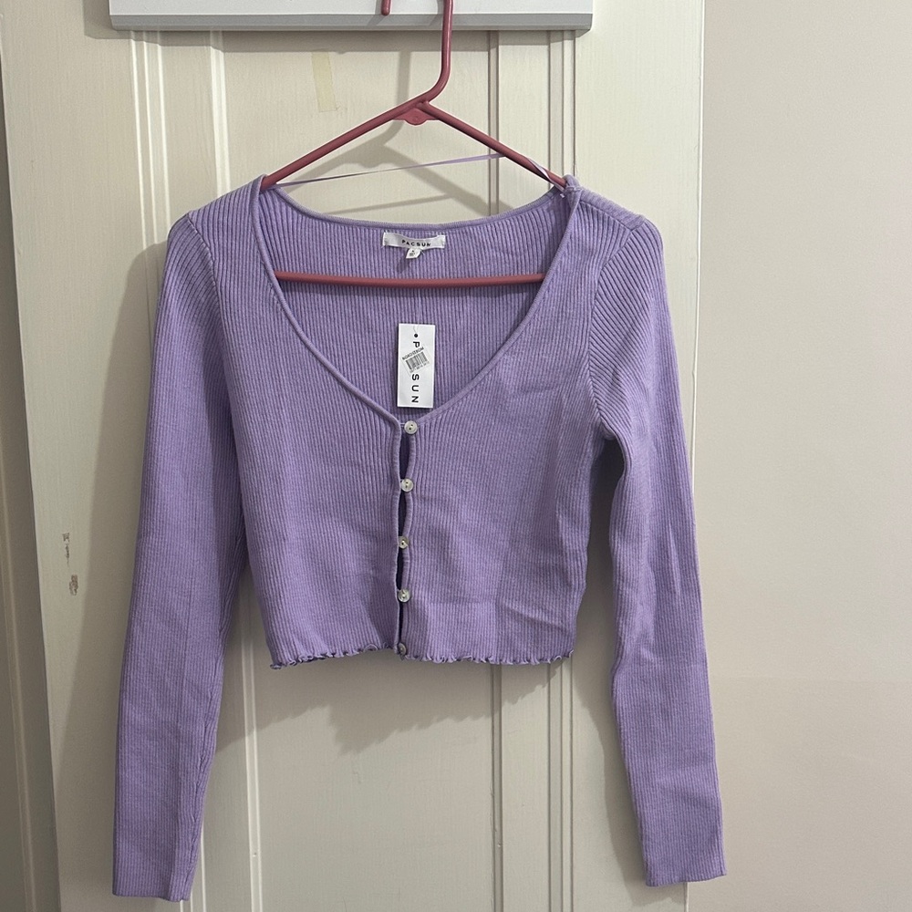 PacSun Lavender Button-Up Crop Top